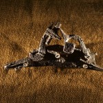 Gun parts were among the artifacts discovered at the Cape Creek site during excavations in 1998 during a dig of a Native American site. The object could be part of a weapon made in Elizabethan England. PHOTOGRAPH BY MARK THIESSEN, NATIONAL GEOGRAPHIC